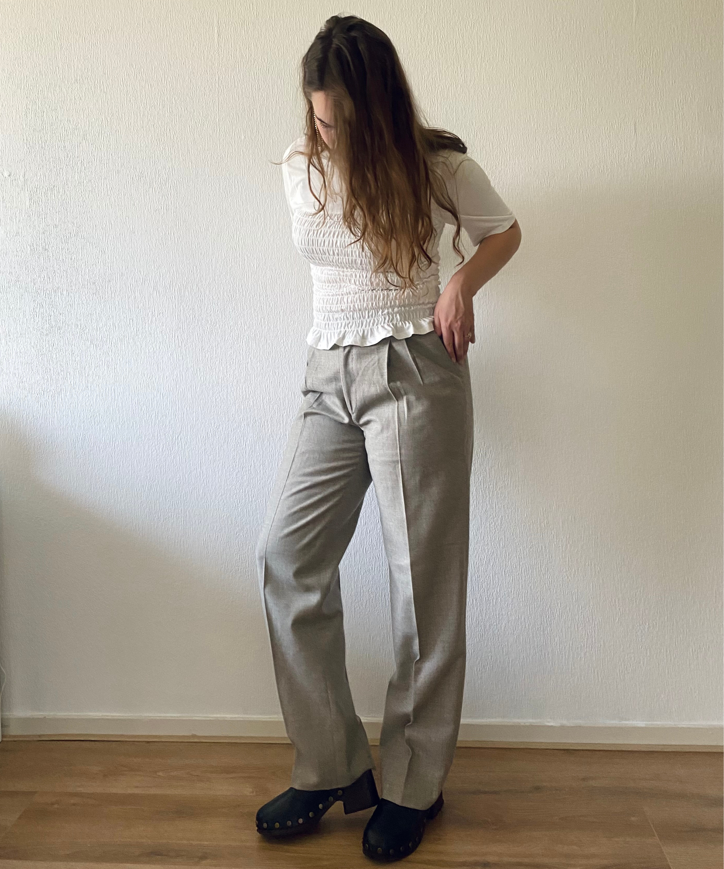 Vintage lichtgrijze pantalon